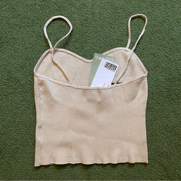 NWT H&M Beige Sweetheart Neckline Cropped Knit Tank Top - Small XS - Picture 3 of 4